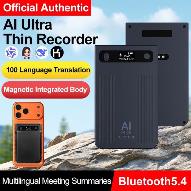 T8 FS Top AI ChatGPT-4 App Voice Recorder BT Activated WAV One-click Recording Transcribe Summarize Language Translation Smart