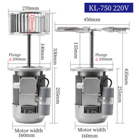 Moteur électrique monophasé AC KL-750, 750W 220V 1400 tr/min, arbre long, bride verticale, enroulement en cuivre pur, moteur industriel