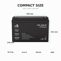 Batterie LiFePO4 LFP CFE-1280 SE 12,8V 100Ah avec BMS IP65, 3000 cycles, pour onduleur Victron Energy, solaire, marine, et alimentation de secours solaire