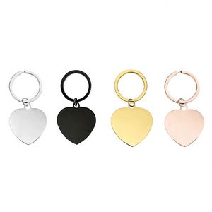 Wholesale Blank Key Chain Mirror Polishing Stainless Steel Heart Keychain Blank <b>Custom</b> Engrave Logo Metal Heart Charm Key Rings - Product Image 1