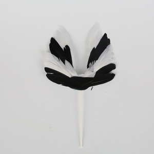 Cake Toppers Black White Feather Wings Arch Shape Elegant Birthday Cake Decorations Handmade Plastic Material - Product Image 1