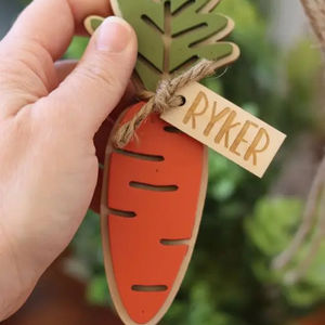 Étiquette de panier de Pâques personnalisée découpée au <span class=keywords><strong>laser</strong></span> Ornement de Pâques Étiquette de carotte 3D Décoration de Pâques Étiquette cadeau - Product Image 4