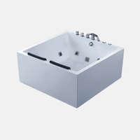 Baignoire en acrylique portative autoportante de luxe avec jets d'eau carrés ajustables modernes et cascade pour adultes