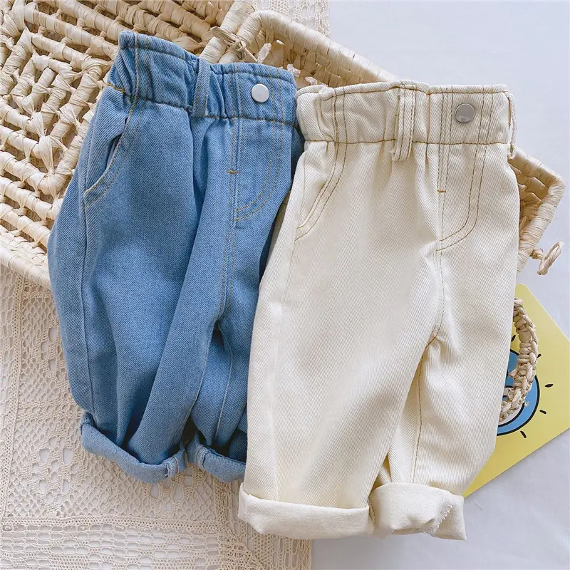 Autumn Baby solid color jeans baby high waist trousers casual high quality baby pants