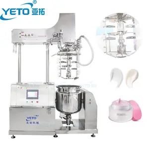 YETO 50L 100L 200L Cosmetic Making Machines Vacuum Mixer With Upper Homogenizer Head Cream Emulsifier Mixing Machine Lotion