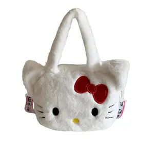 Chica Kt Cat Bag Monedero Hi Kitty Bolso de felpa Navidad Blanco the Kitty Mochila de felpa Kt Cats Easter Kitty Bolso de hombro de peluche