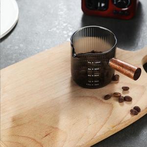 Lot de tasses à café et à <span class=keywords><strong>lait</strong></span> grises en verre borosilicate, design classique fait main, avec poignée en bois, mini-tasses graduées - Product Image 5