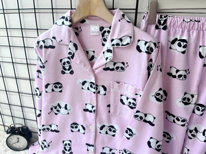 Set <span class=keywords><strong>Pigiama</strong></span> Personalizzato da Donna 100% Cotone Rosa <span class=keywords><strong>con</strong></span> <span class=keywords><strong>Panda</strong></span>, Traspirante e Morbido, Termico <span class=keywords><strong>con</strong></span> Bottoni per Tutte le Stagioni, Abbigliamento da Casa - Product Image 3