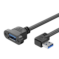 Câble d'extension USB 3.0 mâle vers femelle, entièrement blindé, design à oreilles, 90 degrés, avec conducteur en cuivre pur étamé