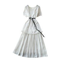 Robes d'été élégantes à manches courtes, taille haute, à volants superposés, coupe trapèze pour femmes, idéales pour le bureau
