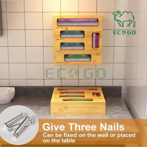 Bamboo Food <b>Storage</b> Ziplock Bags Organizer With Slider <b>Kitchen</b> Plastic Bags <b>Storage</b> Organizer - Product Image 5