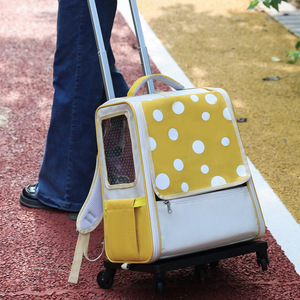 Portable <b>Cat</b> <b>Carrier</b> With Wheel Softsided Breathable Medium Capacity Pet <b>Backpack</b> For Travel Outdoor Use - Product Image 2