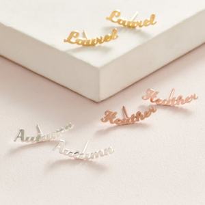 Pendientes de Acero Inoxidable Chapados en Oro Personalizados OEM/ODM con Diseño de Nombre para Venta al Por Mayor - Product Image 5