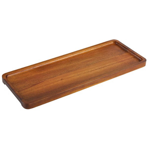 Solid Wood Serving <b>Tray</b> Rectangular Dark Brown For <b>Snacks</b> And Desserts Party Hotel Use - Product Image 3