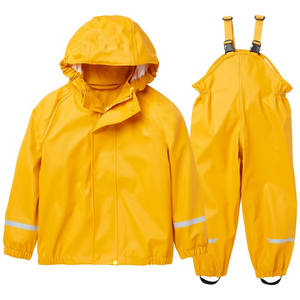 Ensemble imperméable unisexe pour enfants, veste et pantalon de pluie, vêtements écologiques en PU, pour les activités de plein air, les jeux de sable, imperméables et chauds - Product Image 4