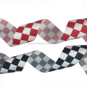OKAY Custom 25mm Single Face White <span class=keywords><strong>Ribbon</strong></span> Racing Karierte Flagge Wärme übertragung Gros grain Bänder - Product Image 4