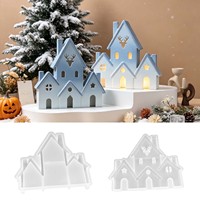 Moule en silicone DIY en forme de maison de Noël avec cerf, pour boîte à lumière creuse, support de bougie en plâtre ou résine, et décoration d'intérieur