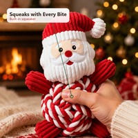 Nouvel ensemble de jouets pour chien classiques et mignons pour Noël, résistant aux morsures, en corde de coton écologique et peluche couineuse, cadeau de fête