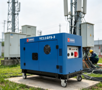 Générateur diesel silencieux triphasé YuChai YC11GFS-3 11 kW, puissance équivalente monophasée 400 V 230 V, groupe électrogène portable V-Twin 12 kW max.