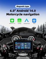 Pantalla Táctil de 6 Pulgadas para Motocicleta, Navegación GPS con Carplay, Android 14.0, 4+64GB, Carplay Inalámbrico, Android Auto
