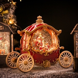 Carillon per carrozza natalizia con sfera di cristallo di neve automatica regalo di compleanno per bambini carrello di zucca decorazione lampada a vento - Product Image 4