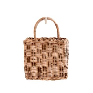 Cesta de Almacenamiento de Mimbre Tejido Rectangular con Asa, Organizador de Utensilios de Cocina para Montar en la Pared, Cesta de Mimbre Natural - Product Image 5