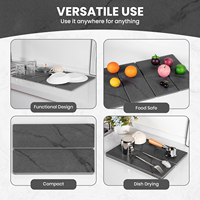 Tapis de séchage de vaisselle pliable sans amiante, séchage rapide, en terre de diatomée, tapis de cuisine pliable, antidérapant, en diatomite pour évier