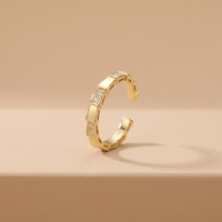 Bague ajustable tendance en laiton plaqué or 18 carats et zircone pour femme, idéale pour les mariages et le quotidien