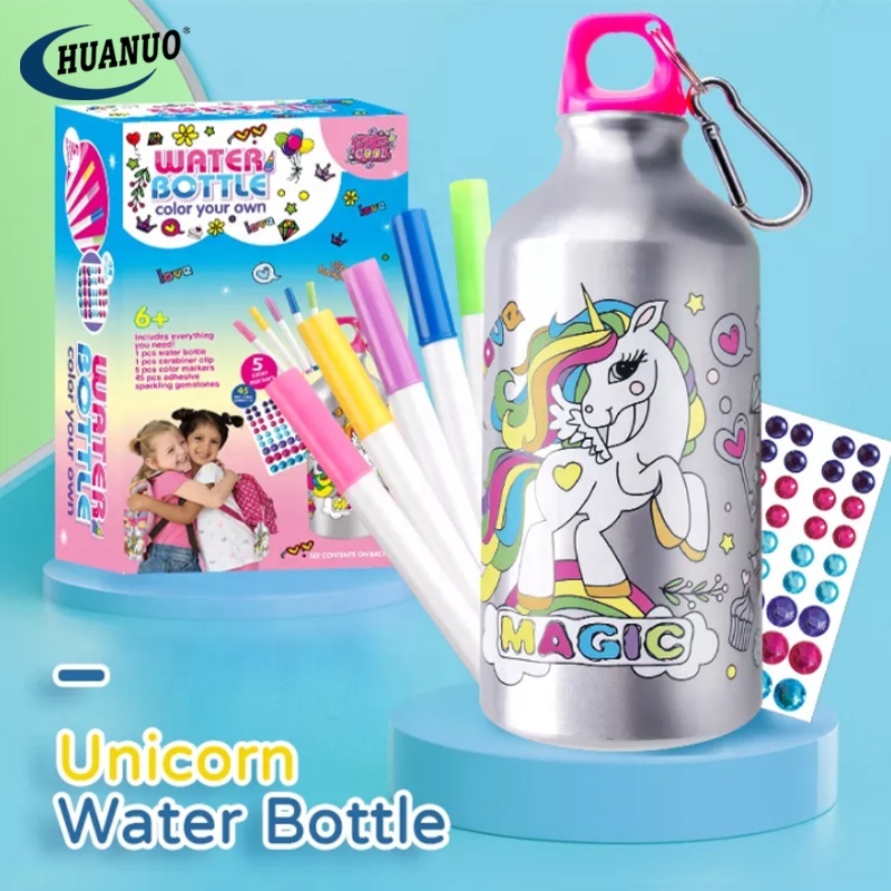 Frasheng Kit De Manualidades Para Niñas: Decora Tu Botella De Agua Y Gorra Con Gemas Y Calcomanías De Unicornio, Regalo Creativo En Rosa