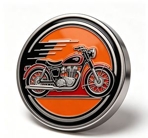 Parche Metálico Redondo Personalizado para Motocicleta, Pin de Esmalte en Relieve, Decoración de PVC Cosida para Bolsos, Sombreros y Ropa - Product Image 3