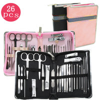 Kit de soin des ongles professionnel 26-en-1 en acier au carbone pour hommes et femmes, outil de beauté pour manucure et pédicure