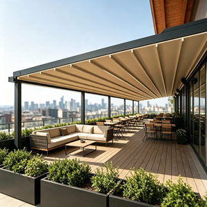 Toldo Retráctil <span class=keywords><strong>para</strong></span> Terraza con Vista al Océano, Pérgola <span class=keywords><strong>de</strong></span> Aluminio Adosada a la Pared, Toldo <span class=keywords><strong>de</strong></span> Lujo <span class=keywords><strong>para</strong></span> Exteriores, Protección UV e Impermeable - Product Image 2