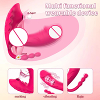 Vibromasseur Culotte Portable Contrôlé par Application avec Succion Clitoridienne, Dildo Vibrant Point G, Perles Anales, Triple Stimulation, Télécommande, Jouet Sexuel Féminin