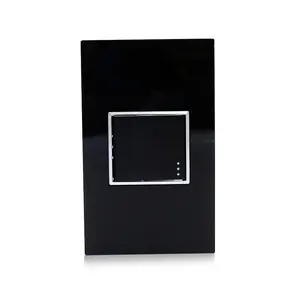118 Type US Standard All Black Acrylic Panel 1 Gang 1 Way Wall Mounted Push Button Light Switches