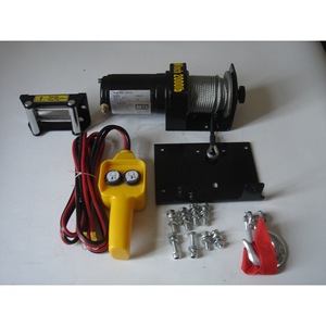 รอกไฟฟ้า 2000 ปอนด์ 12V DC สายสลิงเหล็ก ติดตั้งแบบยึดพร้อมรีโมทคอนโทรลแบบมีสาย สำหรับรถ ATV UTV กู้ภัย - Product Image 1