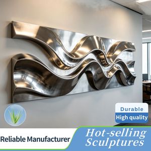 Sculpture murale de jardin abstraite moderne en acier inoxydable sur mesure OEM, 3,5 m, de luxe, forgée à la main, résistante aux intempéries, pour extérieur toutes saisons - Product Image 5