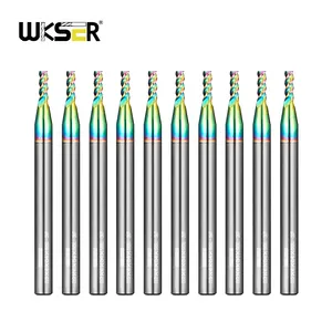 WKSER 카바이드 D2-10PCS DLC 코팅 엔드 밀 3 플루트 U형 알루미늄 라우터 비트 Cnc 밀링 커터 조각 도구