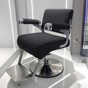 Sillón de Barbería Hidráulico de Cuero Marrón Moderno DM con Giro de 360 Grados y Reposapiés para Barbería - Product Image 5