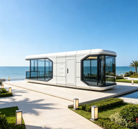 Capsule spatiale intégrée de 40 pieds, grande maison modulaire isolée avec façade panoramique pour hôtels de station balnéaire côtière