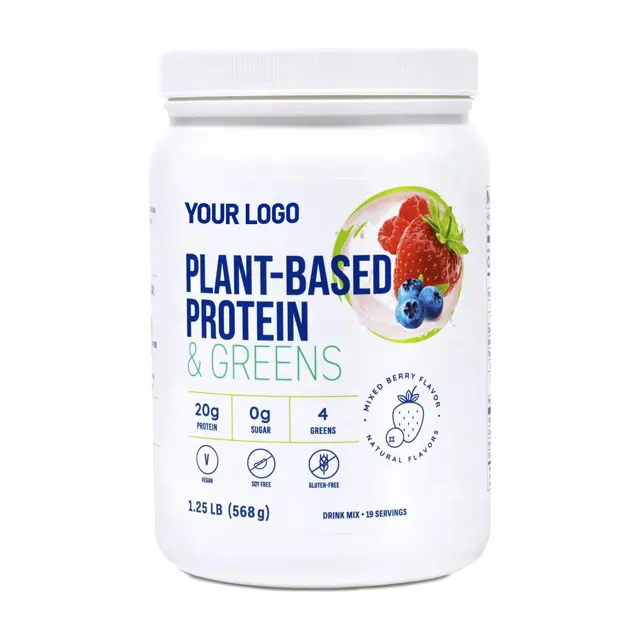 Haccp OEM ODM Plant-Based Protein & Greens, Natural Berry Flavor vegan protein powder