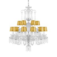 Lustre multi-bras en cristal de verre fait main avec abat-jour en tissu, design candélabre pour villa, hôtel, chambre, salon, éclairage décoratif de plafond