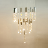 Lampe Led moderne en cristal pour escalier, éclairage d'intérieur chromé or, longue lampe en spirale pour salon, villa, Hall, lampe de décoration, lustre