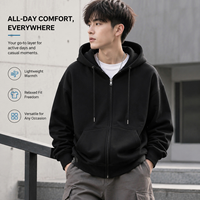 Sweat à capuche unisexe en polyester/coton 460 GSM avec fermeture éclair, texture robuste, doublure contrastante, cordon de serrage réglable, coupe courte et ample, idéal pour l'automne – En stock