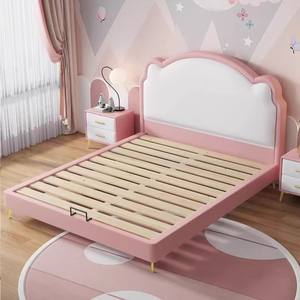 Cama infantil moderna con marco de madera maciza <span class=keywords><strong>para</strong></span> niños y <span class=keywords><strong>niñas</strong></span>, tapicería de cuero <span class=keywords><strong>para</strong></span> <span class=keywords><strong>adolescentes</strong></span> con diseño de oso de peluche de dibujos animados - Product Image 3
