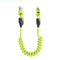 Câble de données à ressort TPE Type-C 65W monté sur voiture Câble de charge super rapide rétractable pratique quatre en un pour Huawei