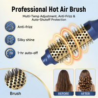 Brosse coiffante à air chaud personnalisée OEM ODM avec logo, brosse sèche-cheveux ronde à ions négatifs, arrêt automatique, boucleur et volumateur pour la maison et le salon
