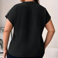 Vente en gros Hauts à col en V à manches courtes personnalisés pour femmes Haut décontracté à paillettes avec patchwork de paillettes pour l'été