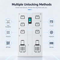 Casier de rangement intelligent pour bagages à 8 compartiments avec reconnaissance faciale et accès par mot de passe, carte IC et code QR pour les zones de stockage publiques