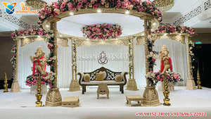 Mandap de Madera de Lujo para Bodas Gujarati, Estilo Moderno, con Diseño Floral, Autoportante, Personalizable en Tamaño y Color, EE. UU. - Product Image 6