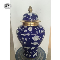 Pot à gingembre noir en porcelaine chinoise, fait main, style temple, motif poisson argenté, écologique, grande capacité, pour la maison et les cadeaux